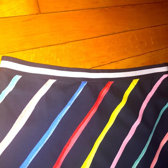 NWT 💥Ecru Women’s Rainbow Stripe Navy Midi Skirt💥 Sz. M - Picture 3 of 6
